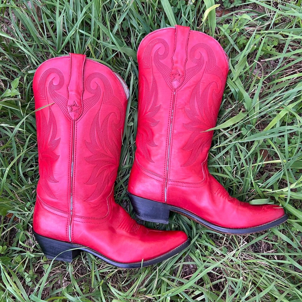Durango Cowgirl Boots Red Womens 9 M Leather RD4165 Pointed Toe Western Stitched